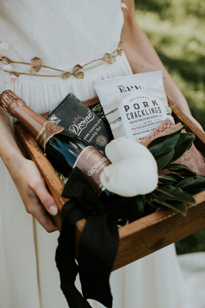 A farm-inspired wedding welcome gift designed by The Welcoming District and captured by Lauren Louise Photography.