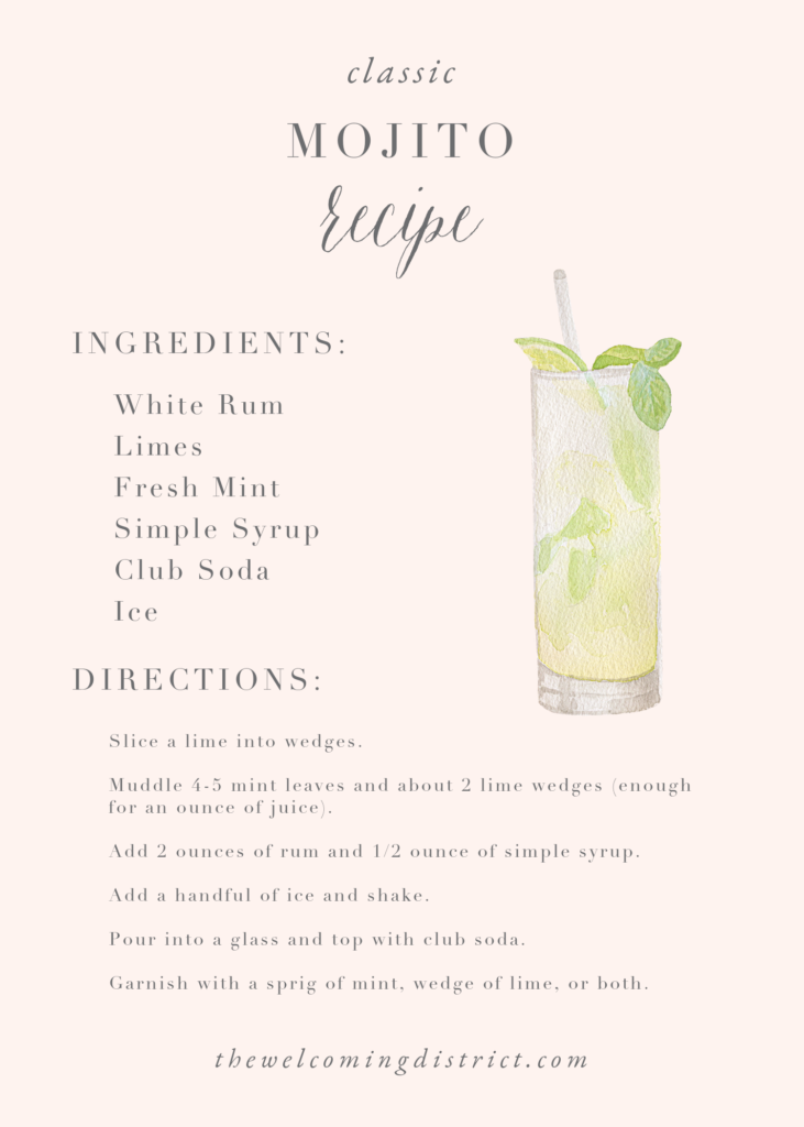 Mojito signature drink recipe by Alicia Betz of The Welcoming District.