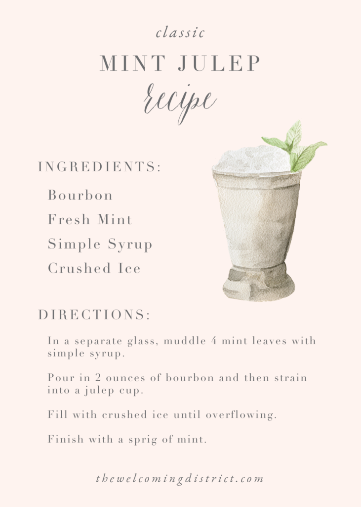 Mint Julep signature drink recipe by Alicia Betz of The Welcoming District.