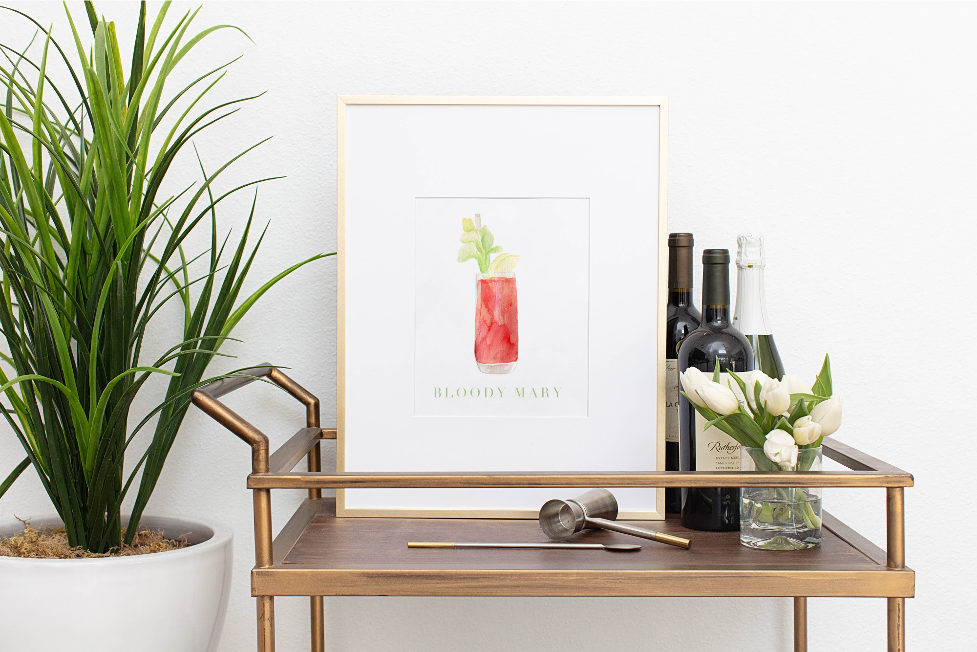 A watercolor painting of a Bloody Mary by Alicia Betz of The Welcoming District.