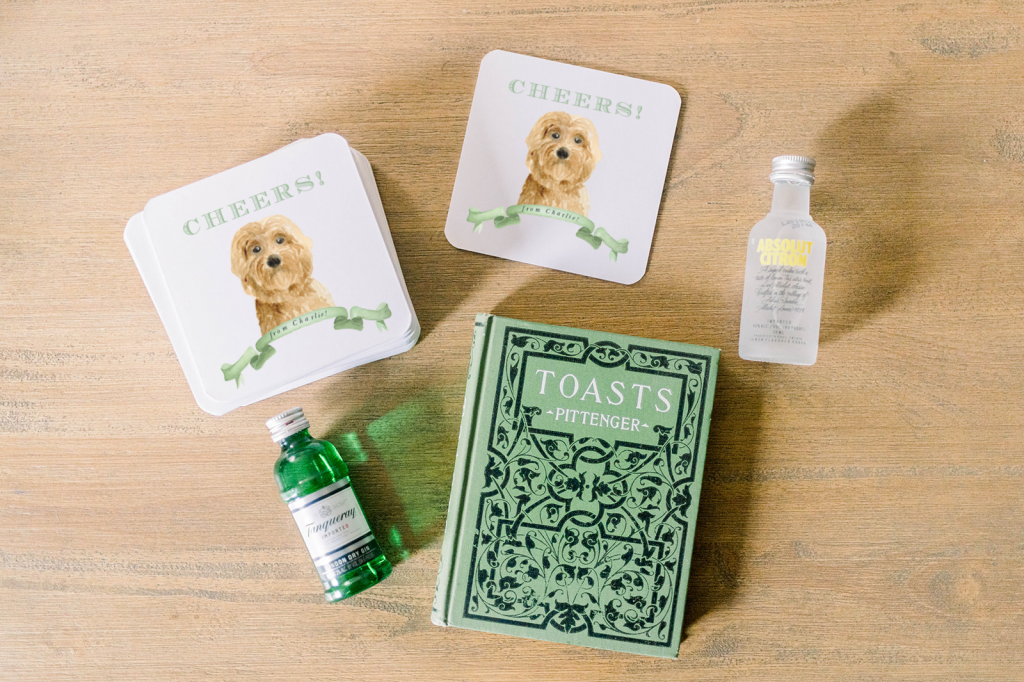 Goldendoodle pet portrait coasters by Alicia Betz of The Welcoming District.