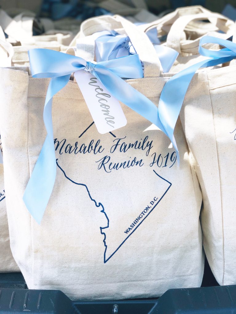 Family reunion welcome gift bag ideas.