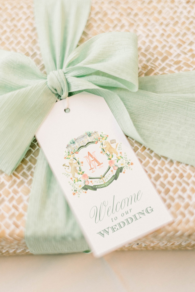 Gift tags for wedding welcome gifts by Alicia Betz of The Welcoming District.