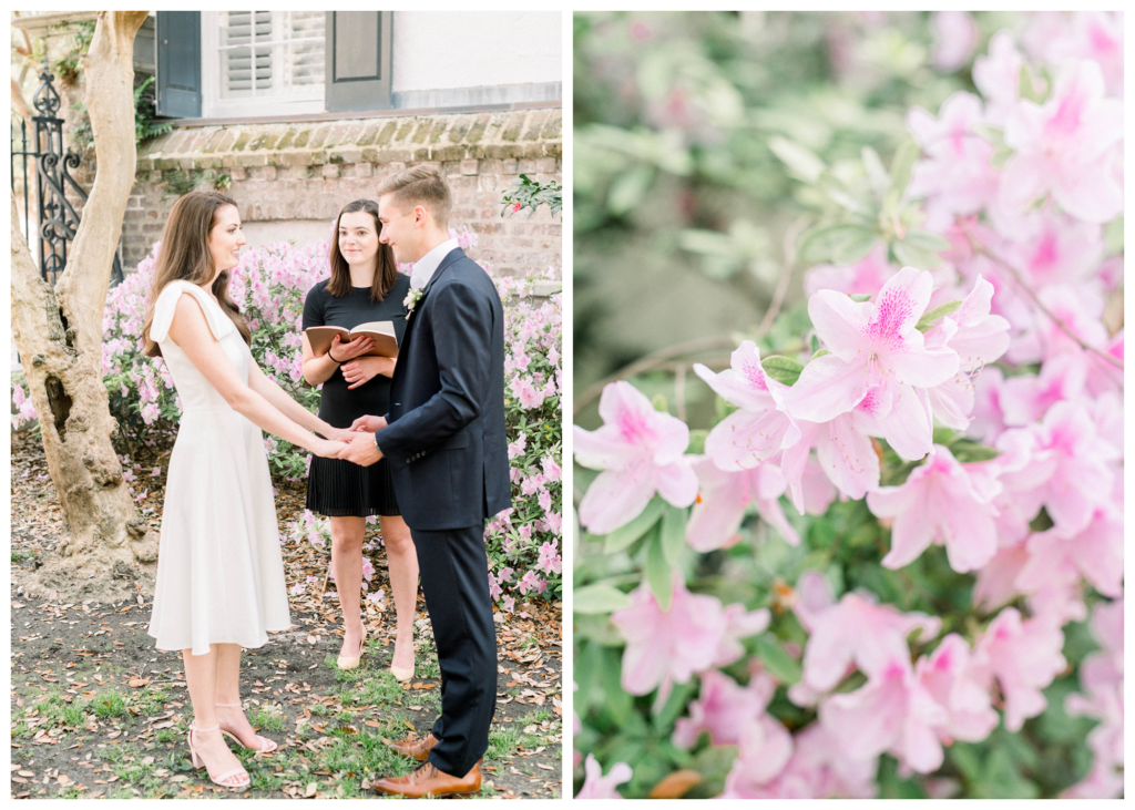 An elopement in Charleston, SC officiated by Custom Vows by Casey.